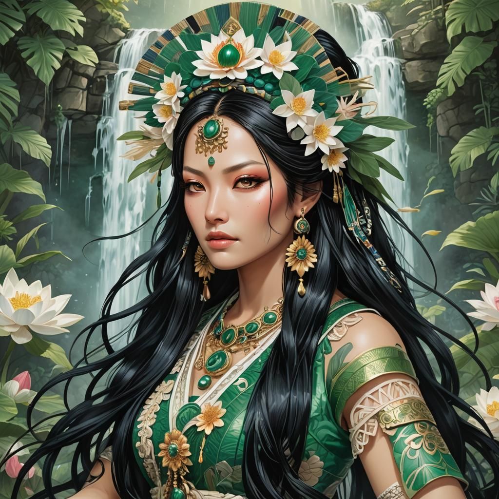 Mystical Aztec Maiden Nami in Anime Manga Style