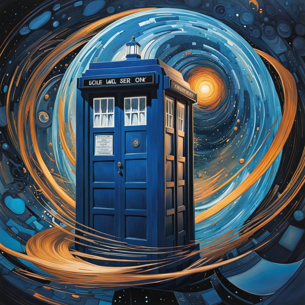 TARDIS in Wormhole: Hyperdetailed Digital Illustration