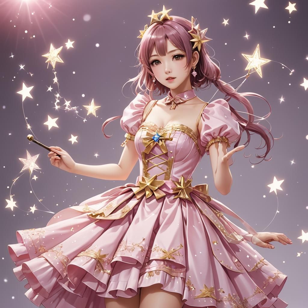 Magical Girl Japanese Idol with Star Dress