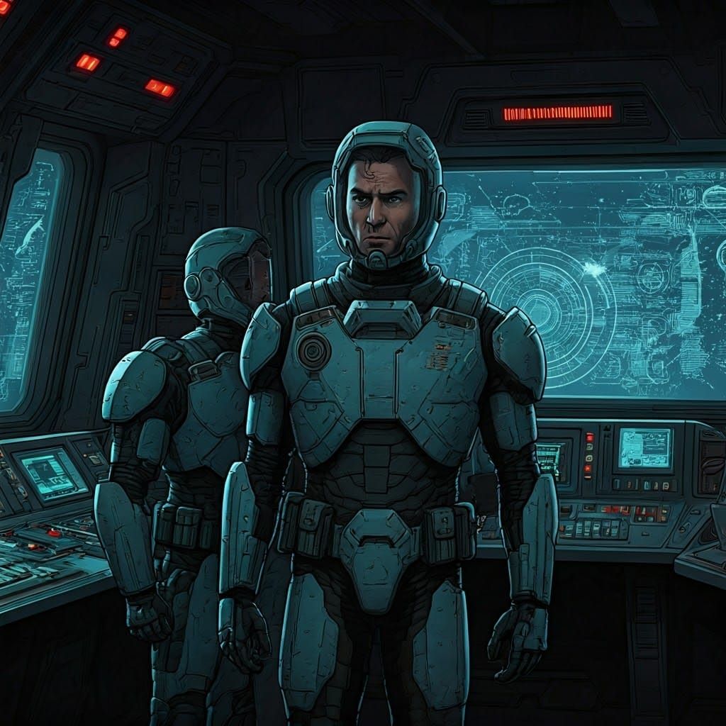 Intense Space Battle in Comic Book Style