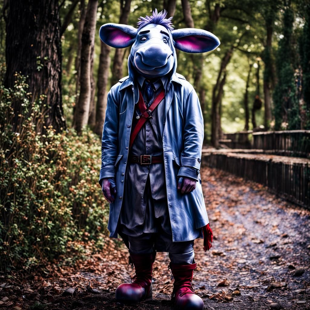 Gerard Way as Eeyore: Hyperrealistic Cosplay Portrait