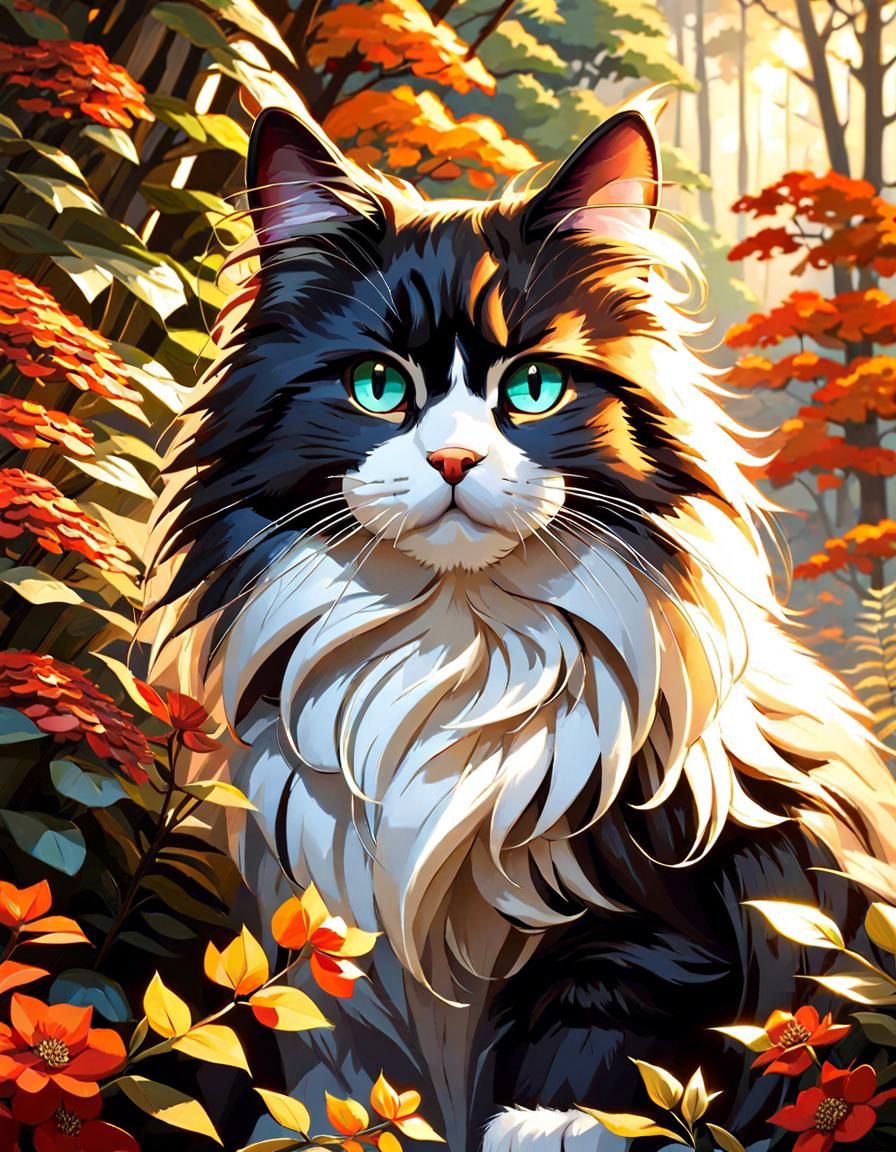 Adorable Chibi Kitten Portrait in Oil Painting Style