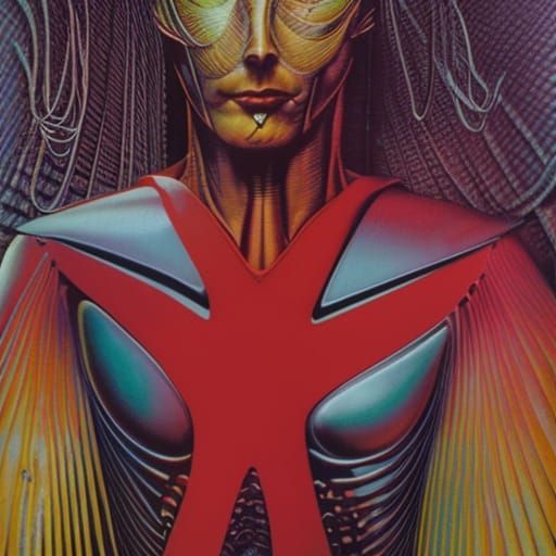 Comic Book Superhero in Chrome Fractal Style