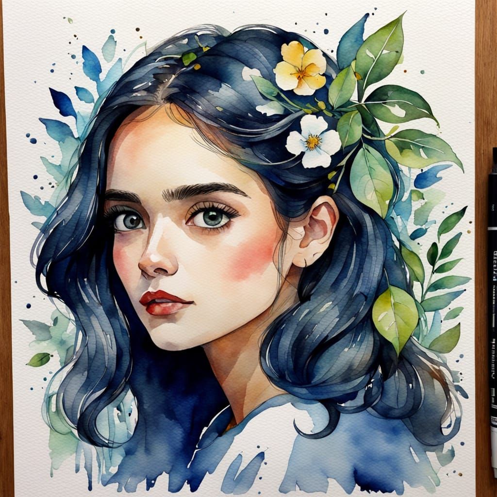 Expressive Watercolour Portrait in Style of Blanca Álvarez