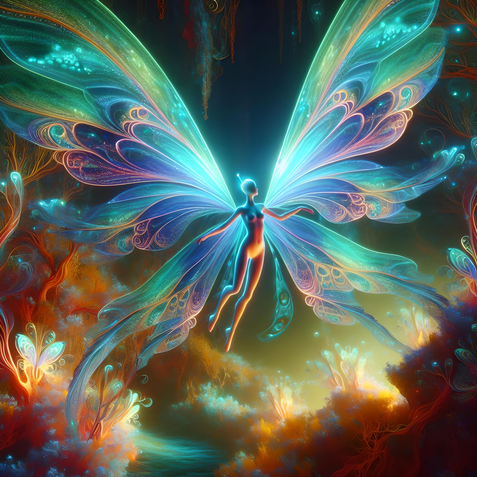 Ethereal Fairies Dancing in Coralwood Forest