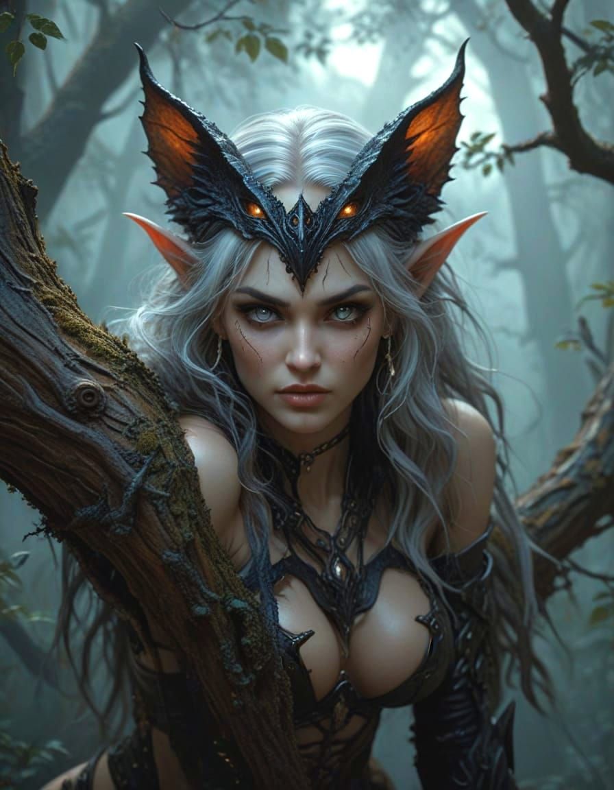 Goddess Elf with Alien Traits as Dark Fantasy Art