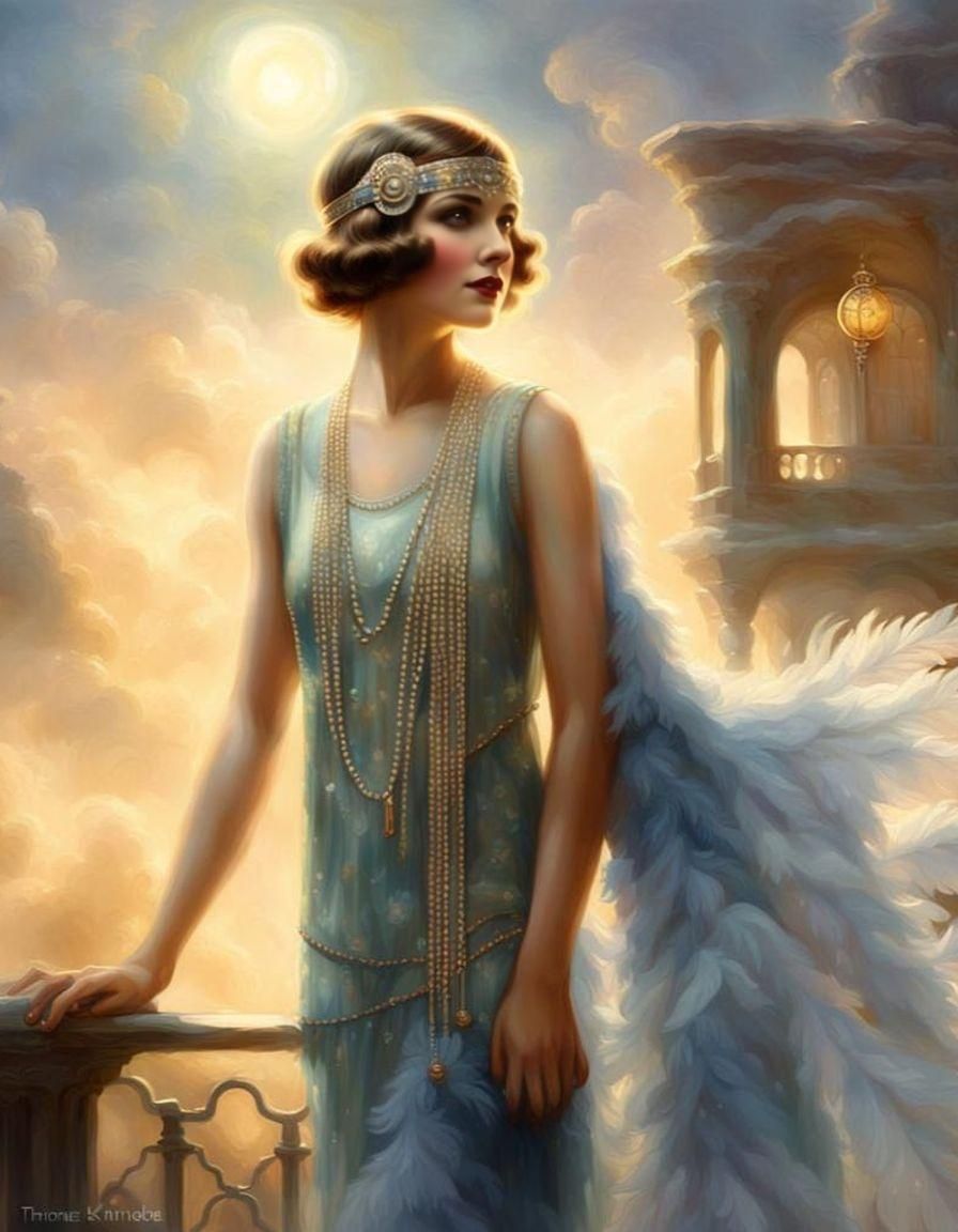 Ethereal Flapper Goddess in Heavenly Sunshine