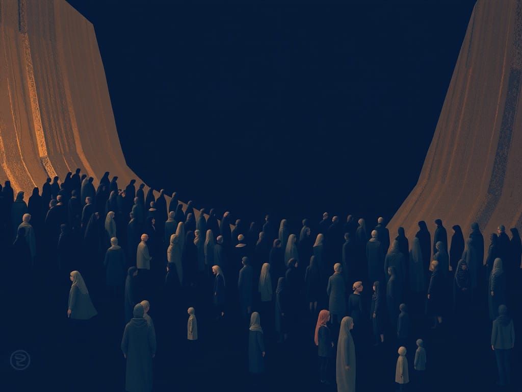 Liminal Oasis in Deep Blues and Warm Beiges