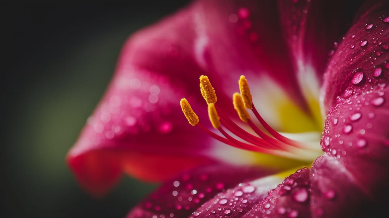 Vibrant Red Flower in Macro Photography Style
