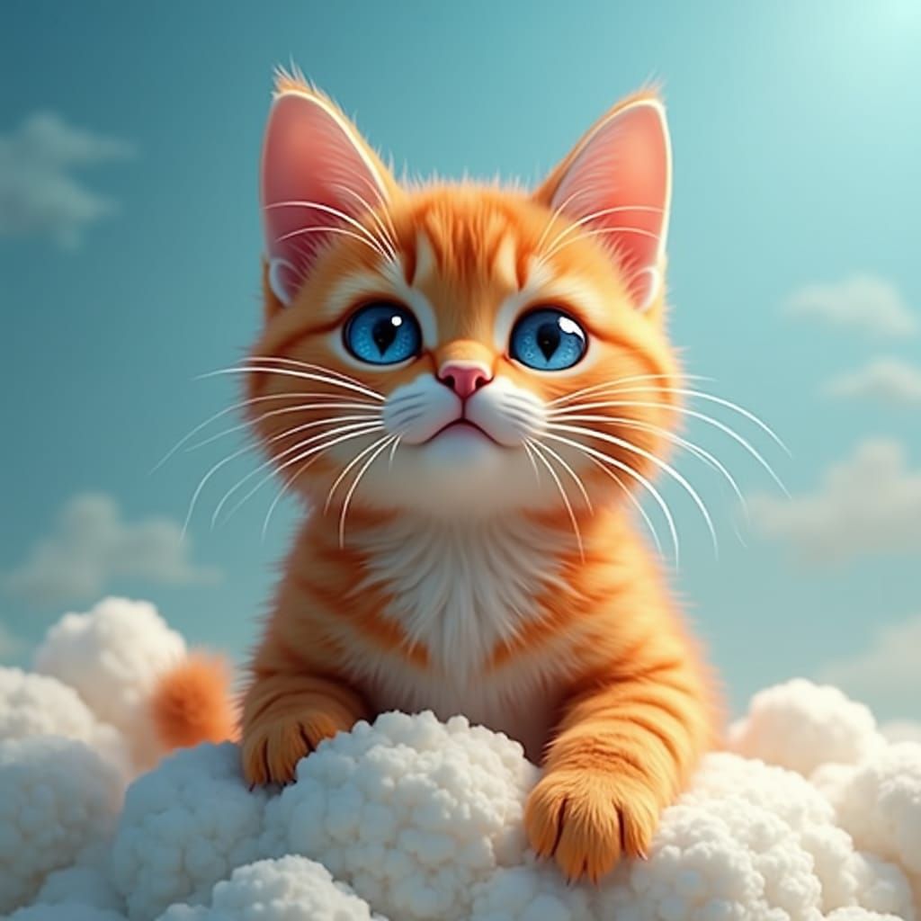 Orange Tabby Cat with Piercing Blue Eyes