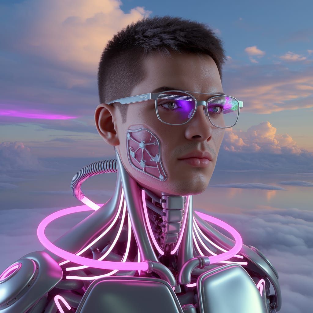 Cyberpunk Android Portrait in Hyperrealistic Style