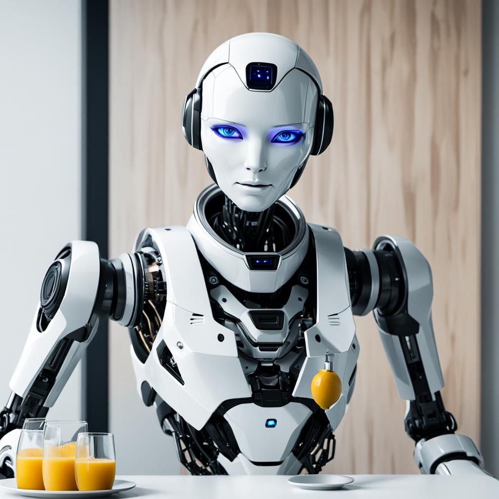 Female Robot Preparing Breakfast