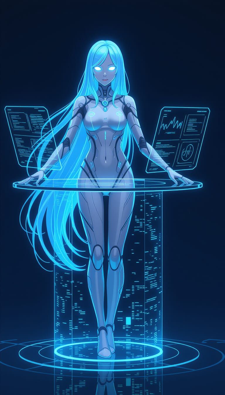 Elegant AI Interacting with Holographic Interfaces