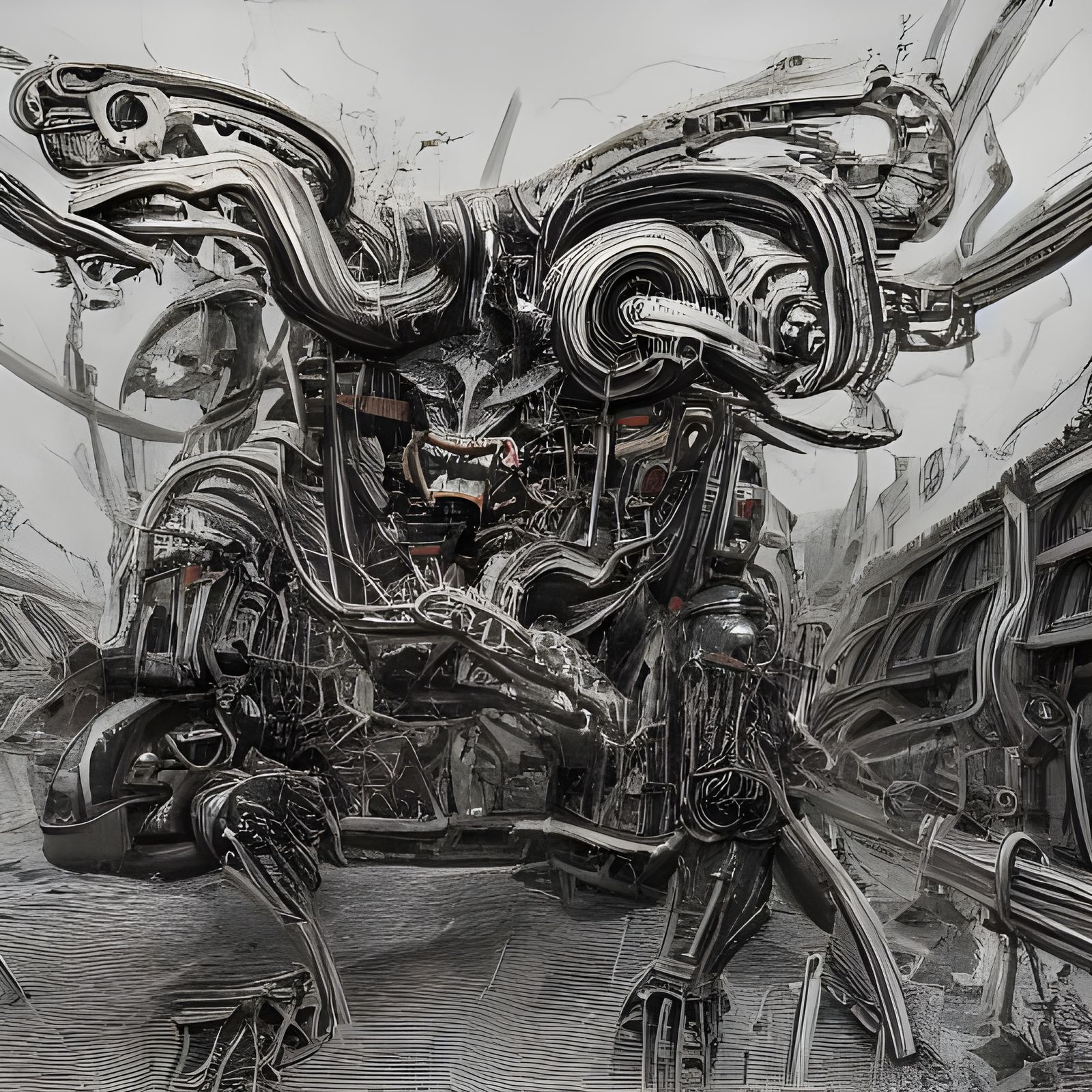 Biomechanical Horror Rises from Industrial Abyss