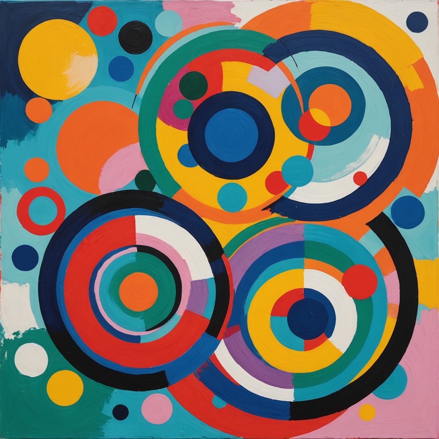 Abstract Painting with Kandinsky Circles and Infinity Foci
