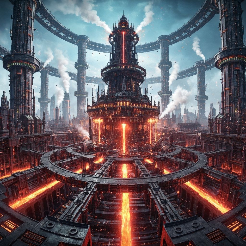 Mechanical Planet HQ in Steampunk-Futuristic Grandeur