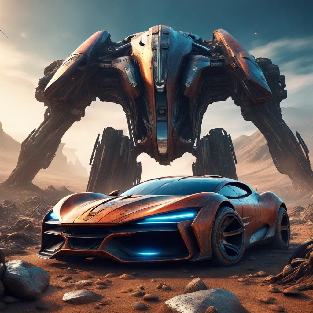Futuristic Supercar in Video Game Wasteland