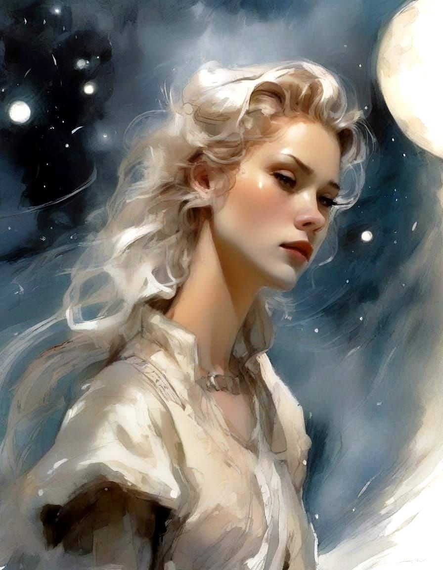 the moon's daughter, by Harrison Fisher