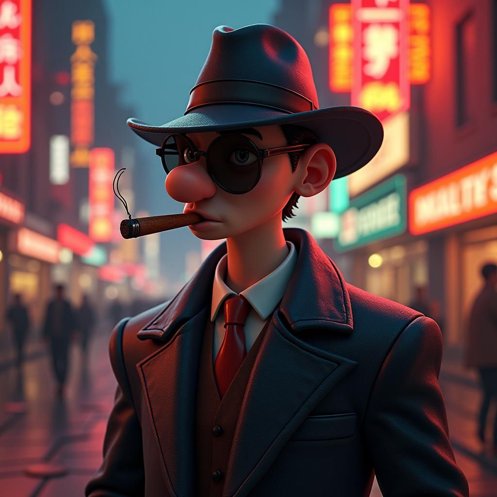 Gangster in Gorillaz Style: 1940s Matte Painting