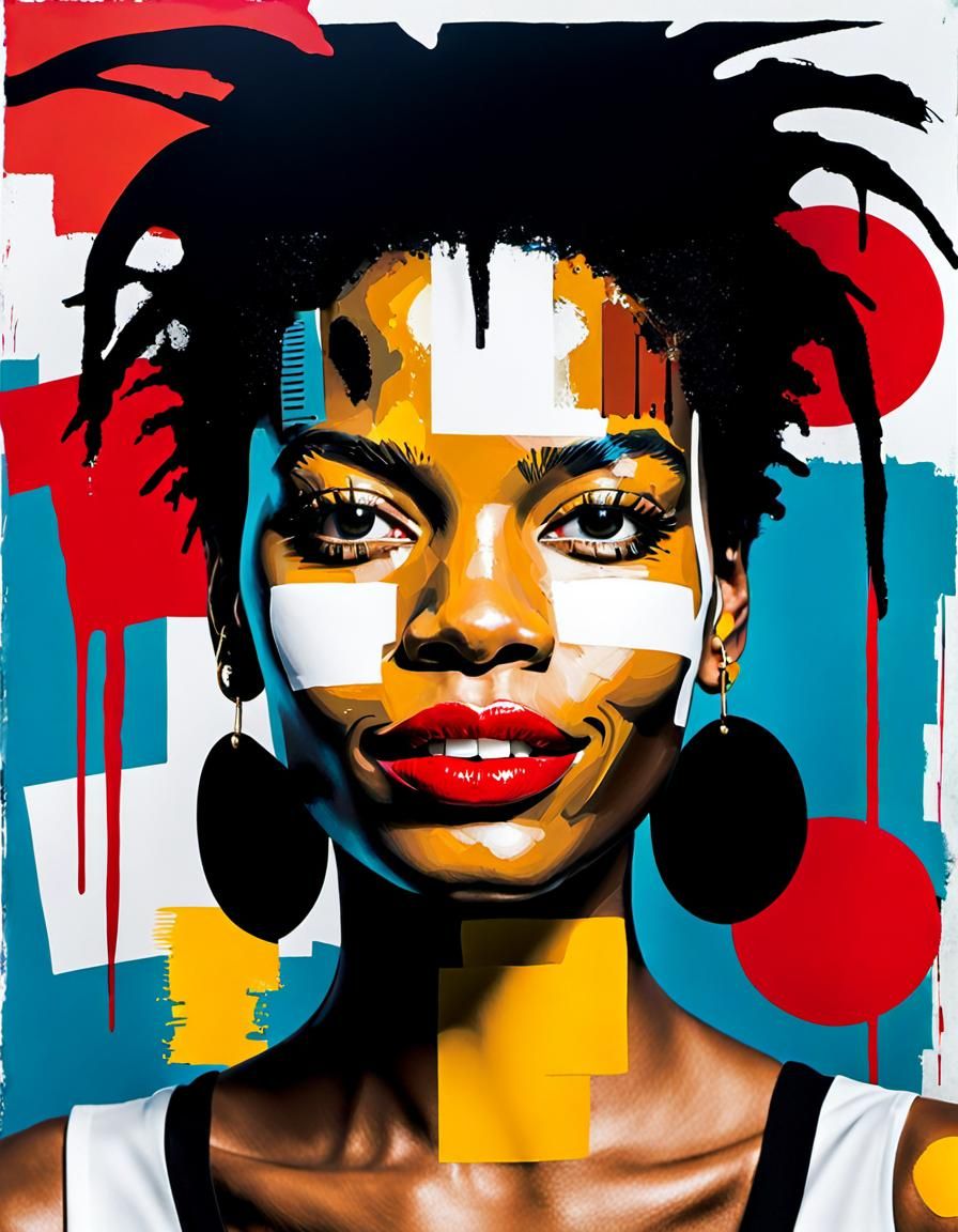 Vibrant Digital Collage of a Woman's Face