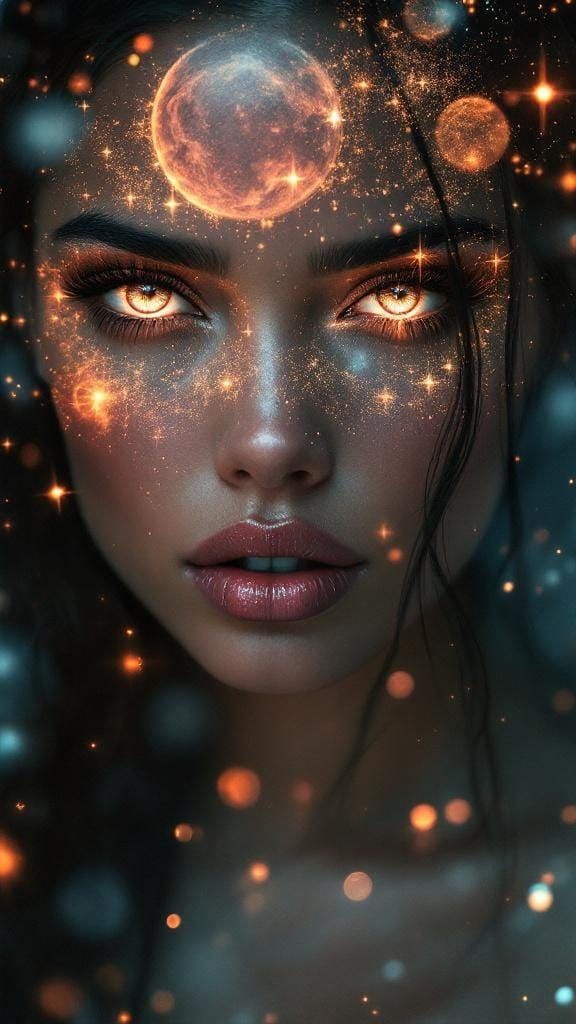 Adriana Lima with Cosmic Aura in Photographic Realism