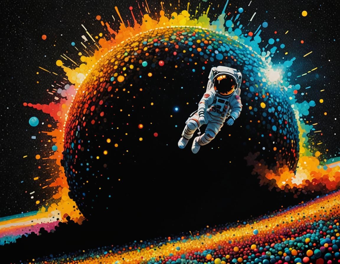 Astronaut Hiding on Pointillist Planet After Crash