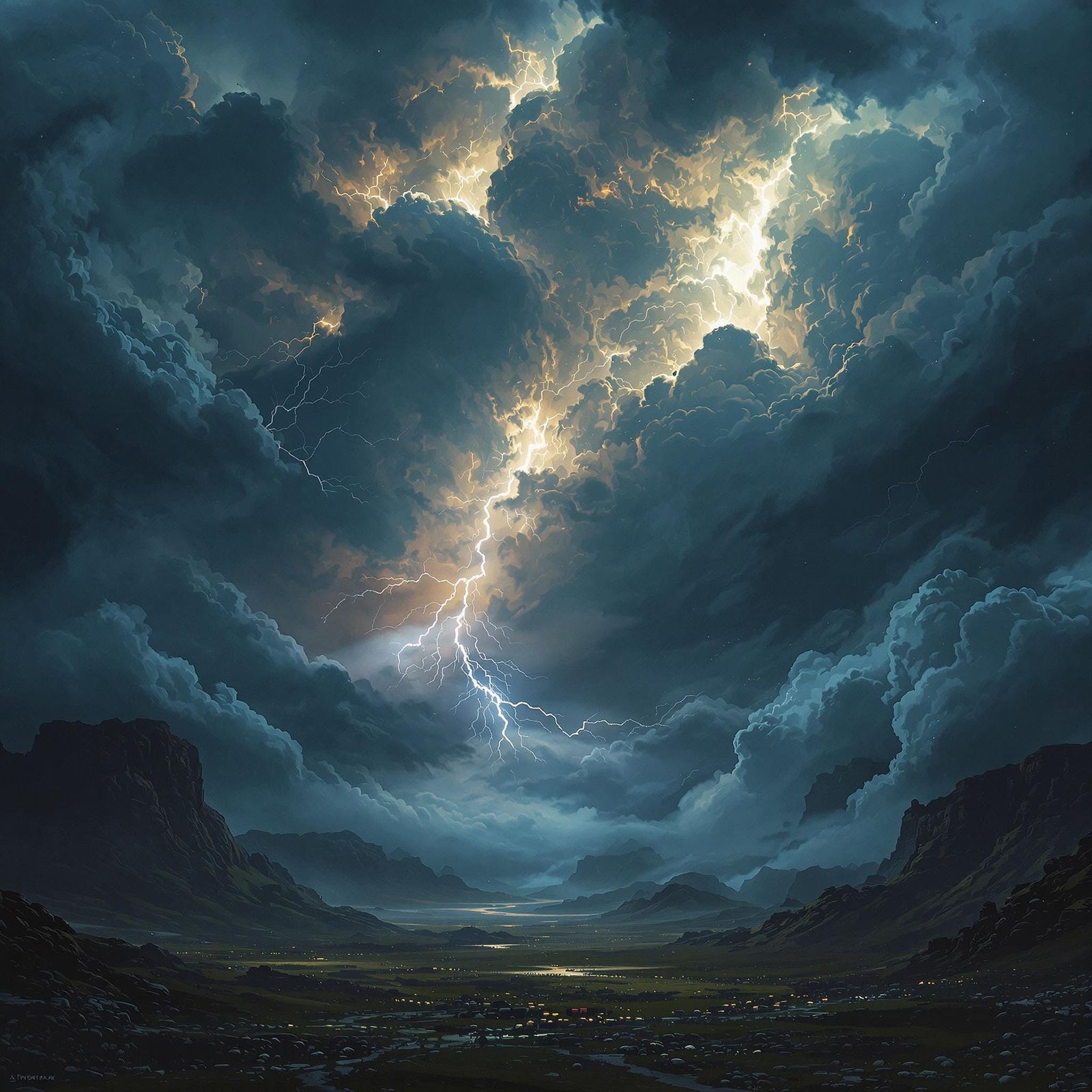 Dramatic Stormy Landscape in Digital Matte Painting Style