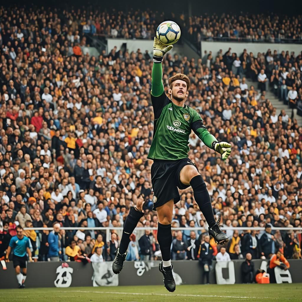 Goalkeeper's Mid-Air Save: A Detailed Matte Painting