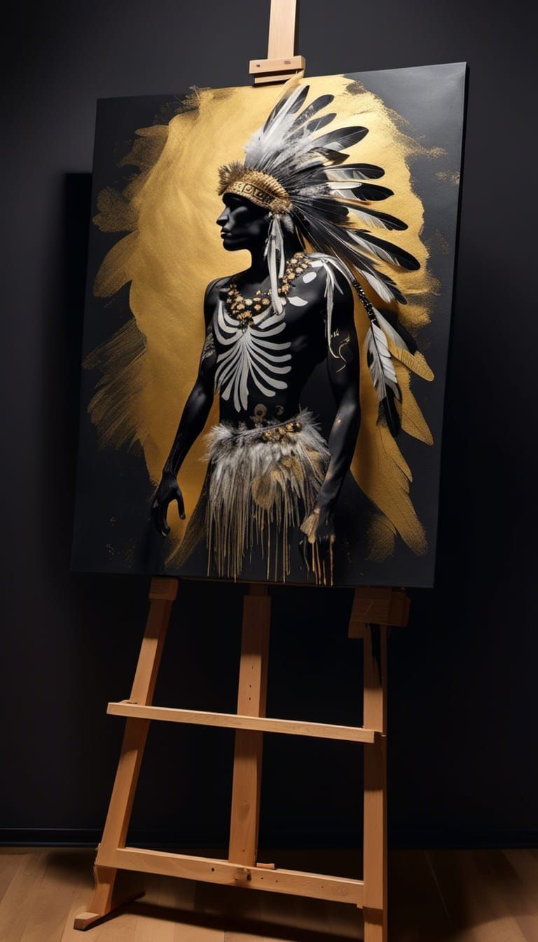 Native American Dancer Painting in Grunge Style