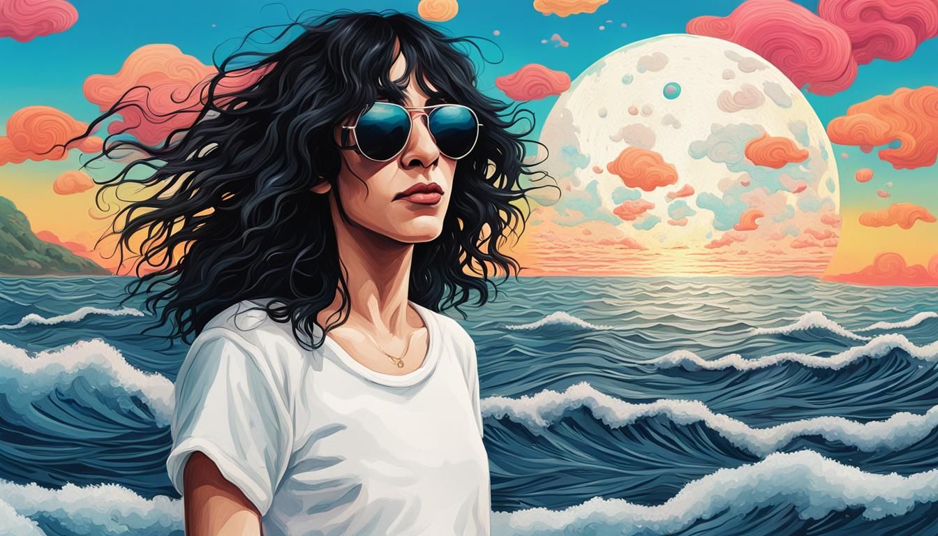 Singer with Flowing Hair in Candy Art Style