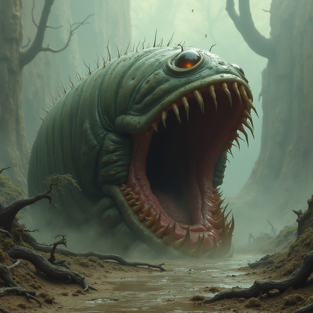 Gigantic Flesh-Eating Larva Consumes Beast in Dark Biomechan...