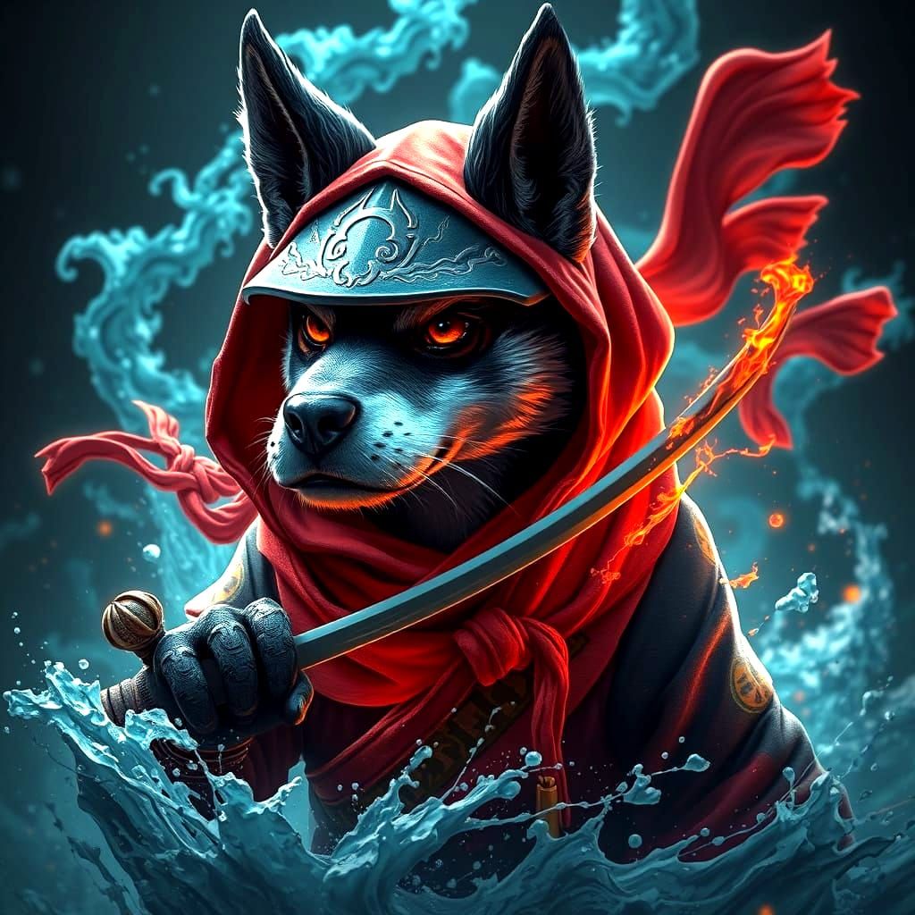 Mystical Ninja Canine in Splendid Japanese Splendor