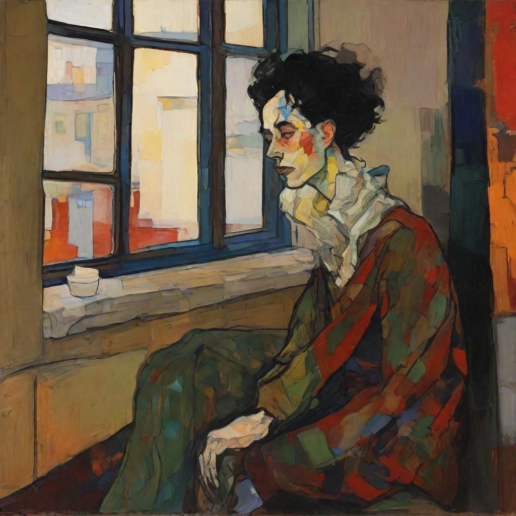 Melancholic RPG Character in Expressionist Portrait