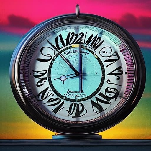 Surreal Landscape with Clocks Exploring Time