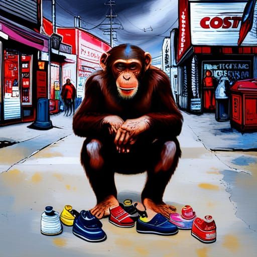 Chimpanzee Dad's Costco Penny Loafers: Graffiti Art