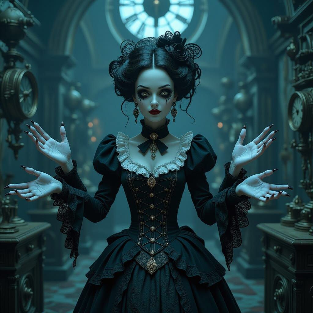 Bizarre Woman in Gothic Chamber, Surrealist Style