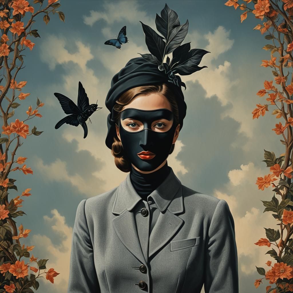 Woman in Mask: Surreal Speak Easy Scene