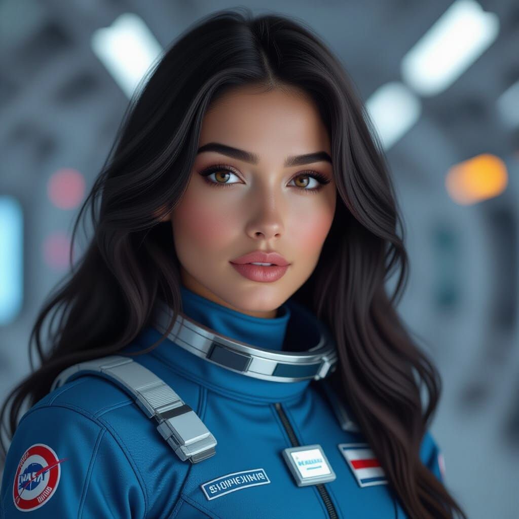 Realistic Astronaut Portrait in Art Nouveau Style