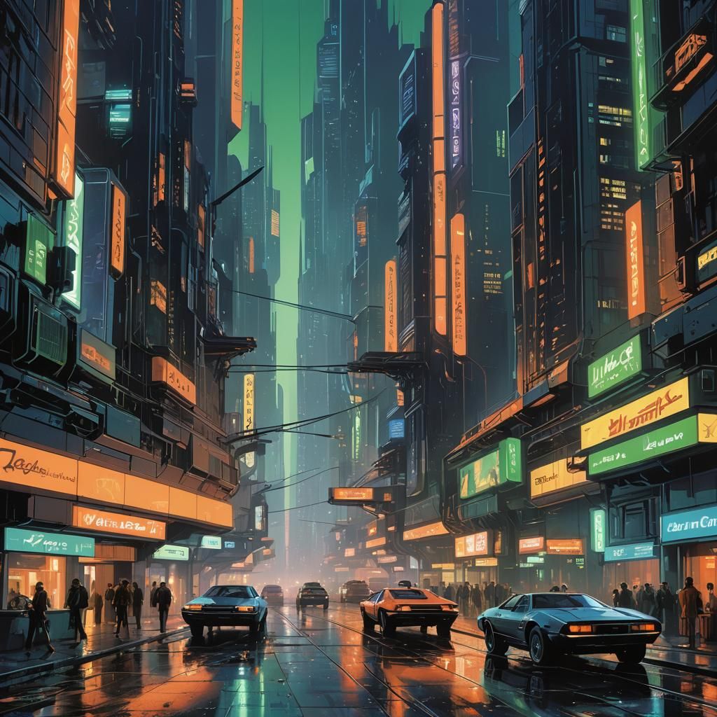 Futuristic Cityscape at Dusk in Concept Art Style