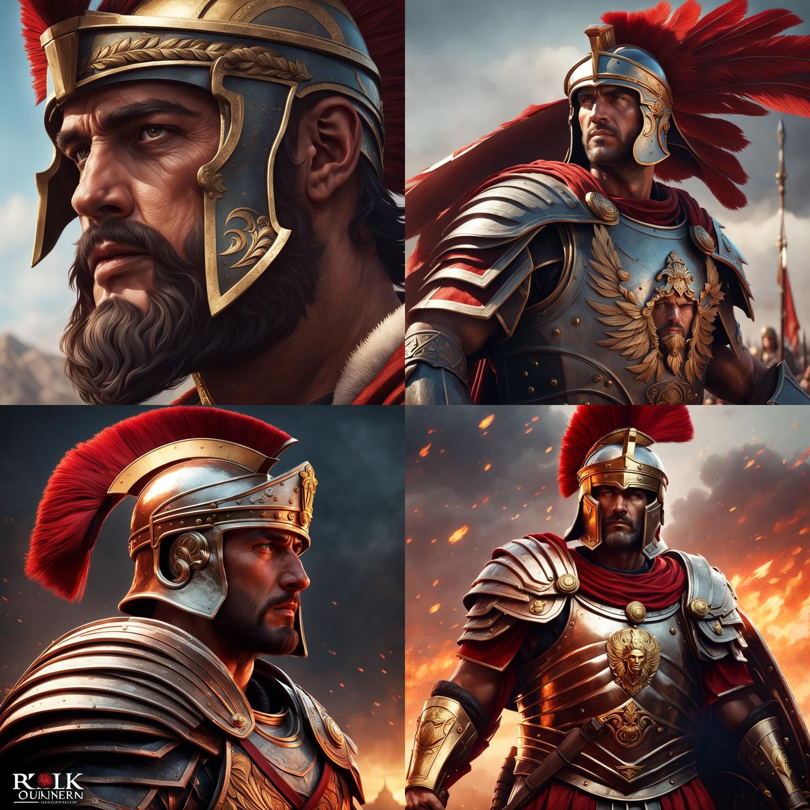 Centurion Portrait on Battlefield, Detailed Concept Art