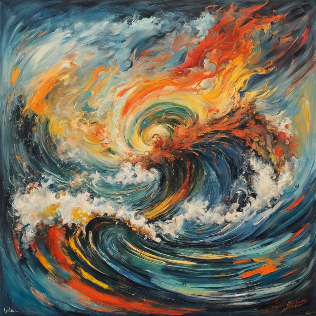 Turbulent Brine Vortex in Expressive Gouache