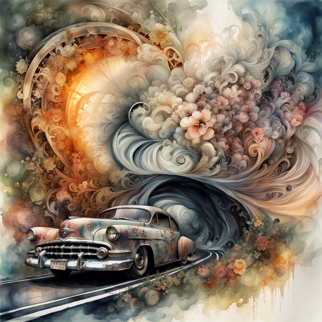 Highway to Hell: A Detailed Watercolor Illustration