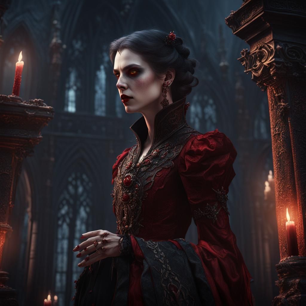 Female Vampire Matte Painting in Deep Color