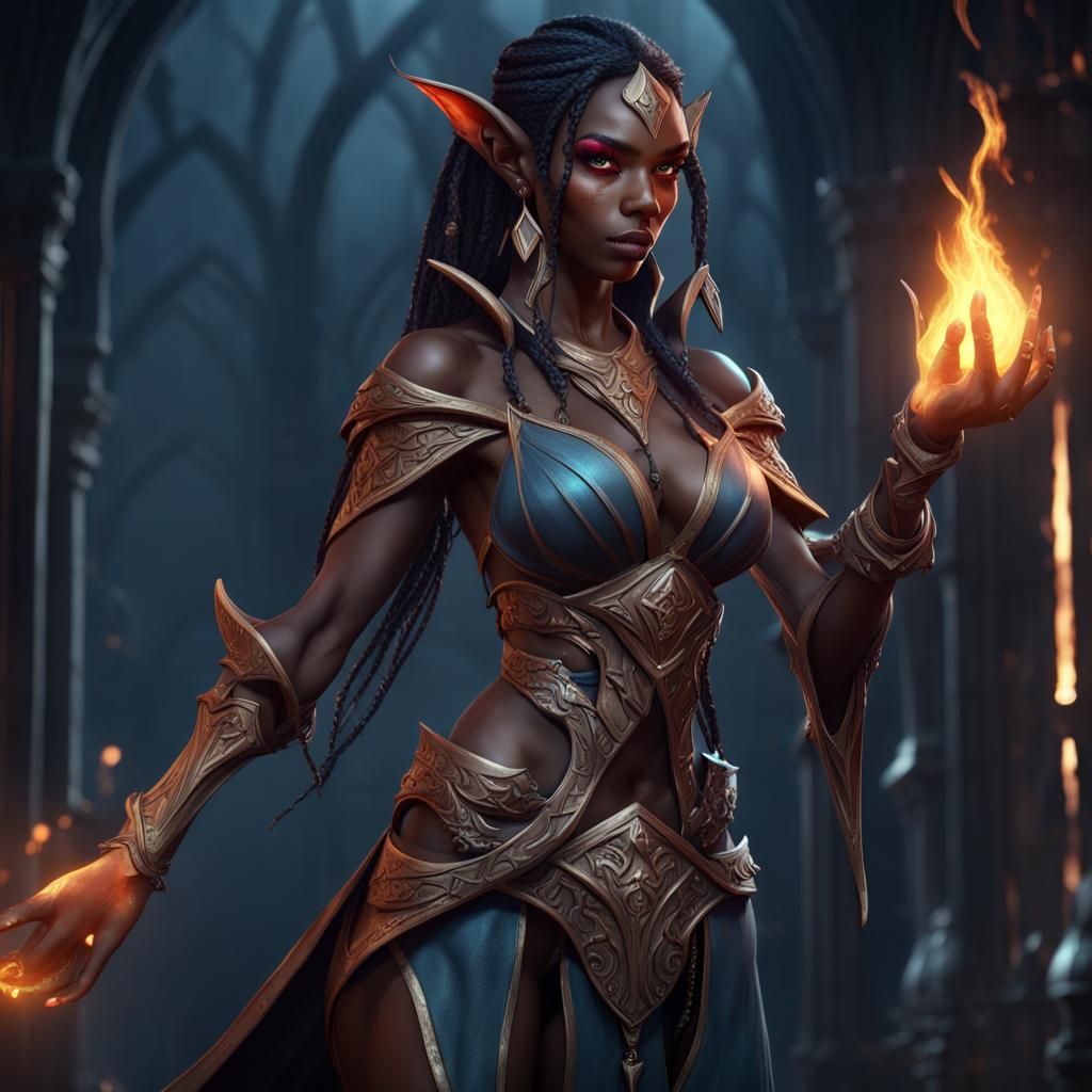 Fantasy Dark Elf Mage Concept Art