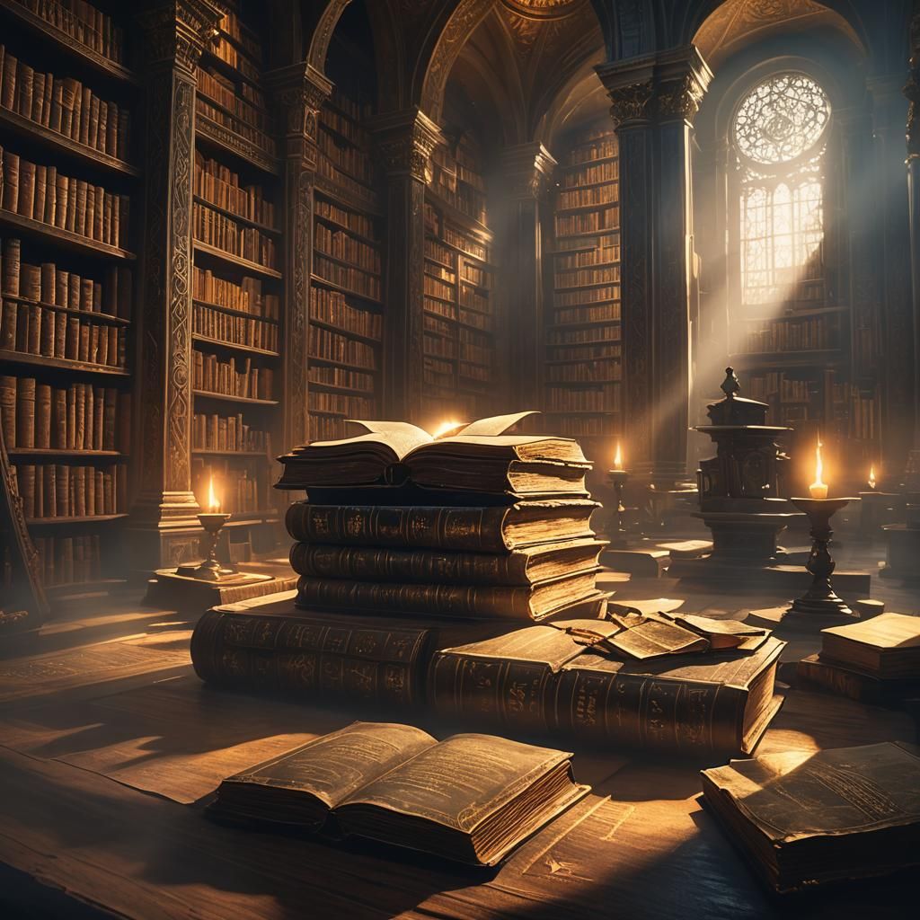 Ancient Books Glow in Cinematic Library