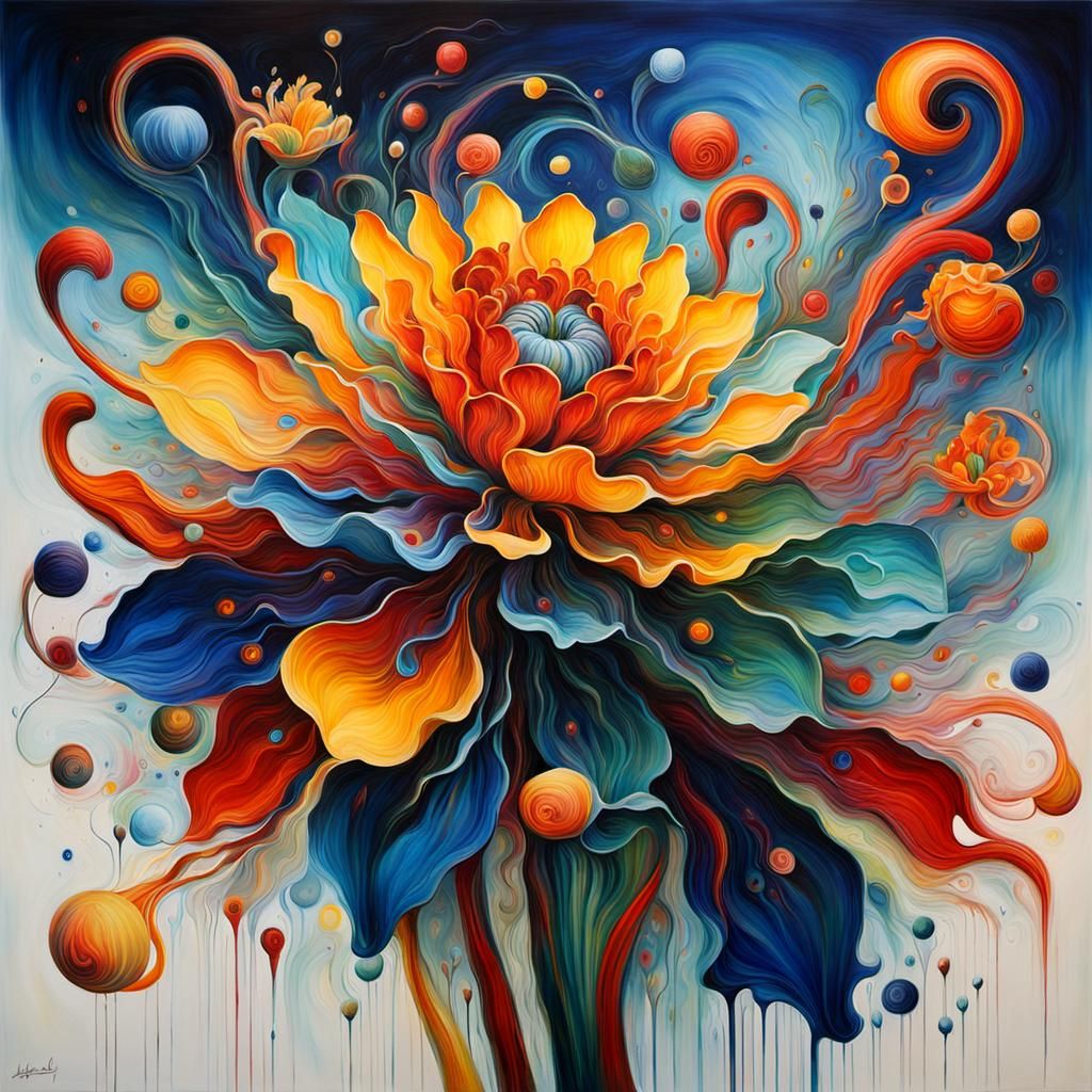 Surreal Flower Art Masterpiece in Abstract Style