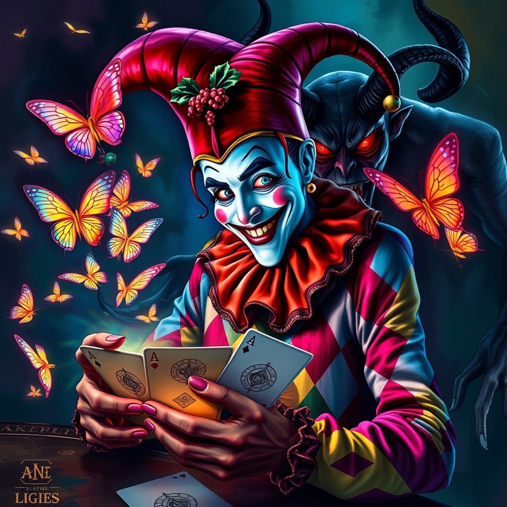 Jester Plays Chance with Devil in Vibrant Neo-Expressionist ...