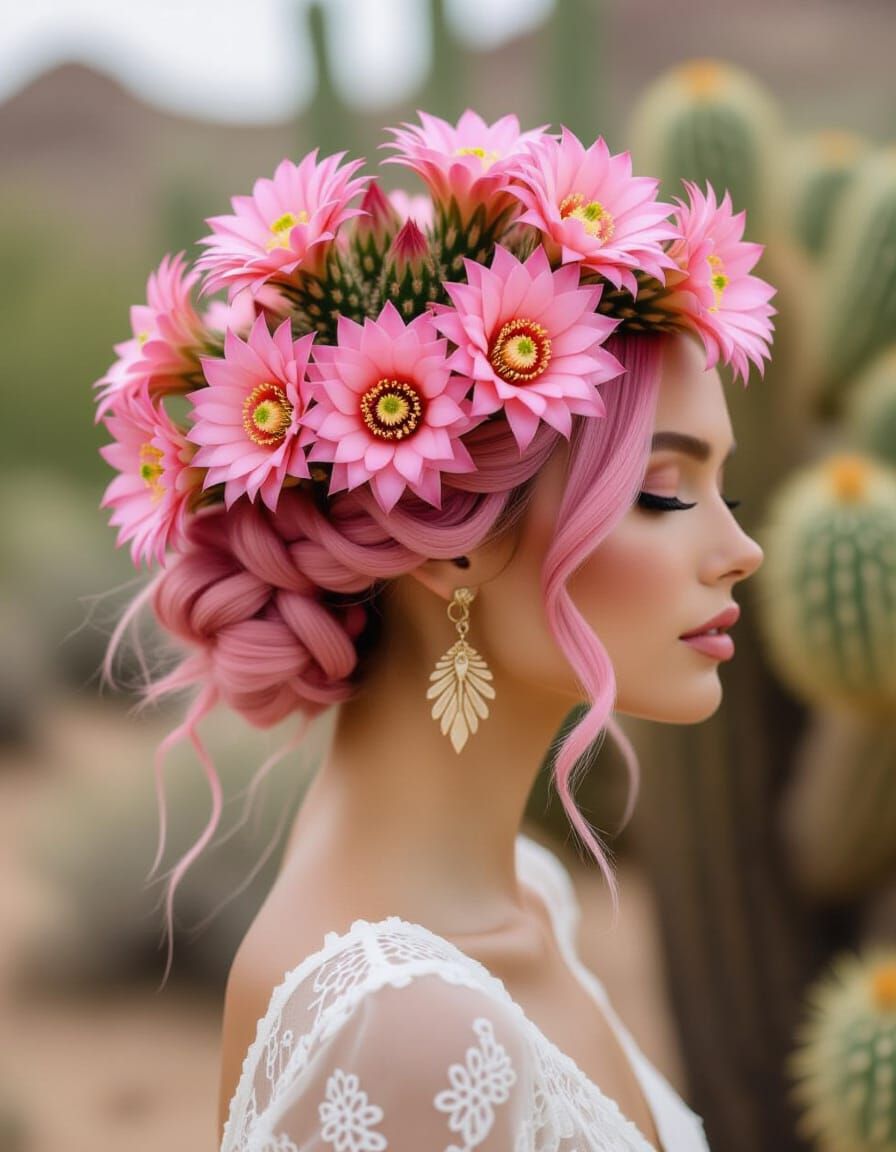 Cacti flowers hairstyle