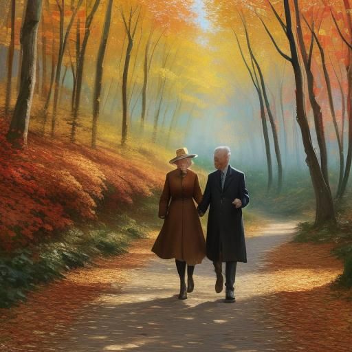 Autumn Forest Walk: Neo-Impressionist Expressionist Oil Pain...