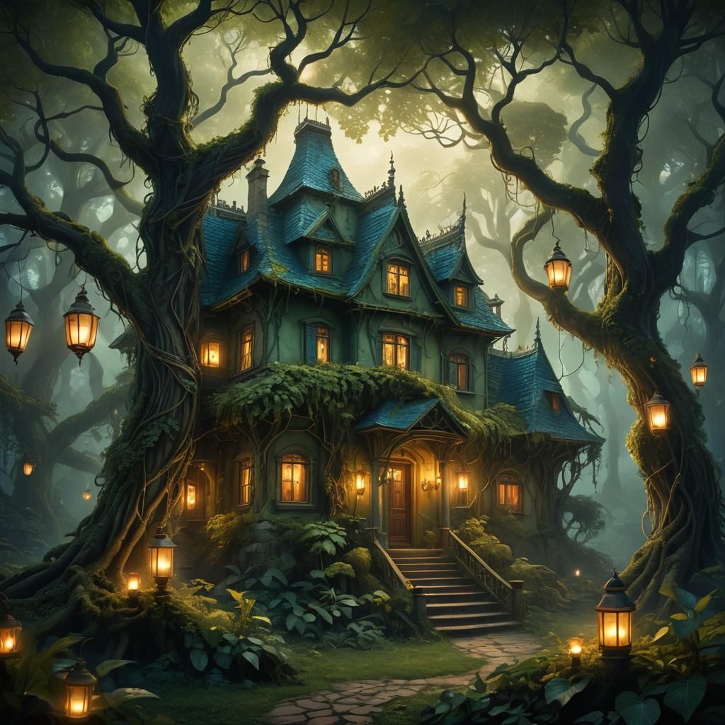 Majestic House in Wild Forest: Fantasy Concept Art